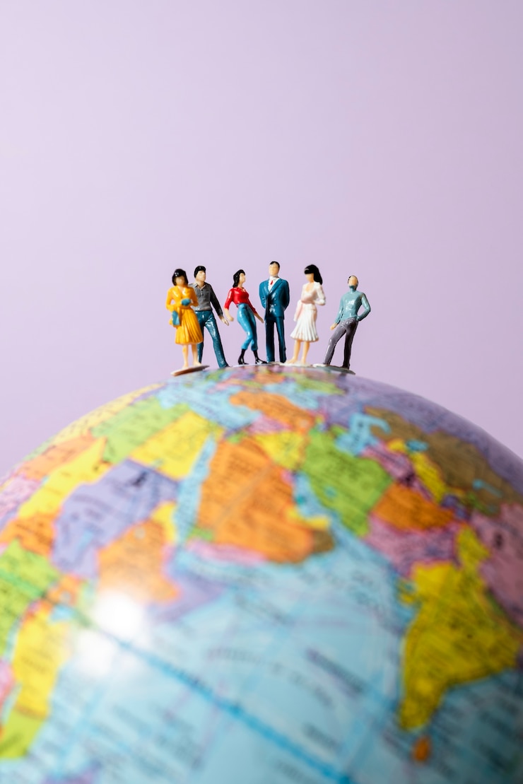 Free Photo paper style earth globe with silhouettes
