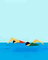 Бесплатное фото Соревнования по плаванию в бумажном стиле