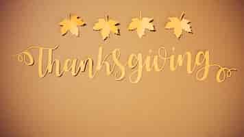 Free photo paper thanksgiving lettering with small leaflets