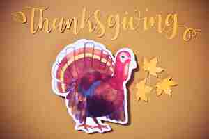 Free photo paper thanksgiving lettering with turkey