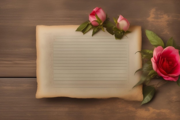 A paper with two roses on it