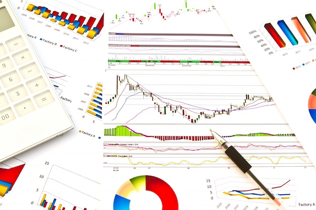 Paperwork with colorful graphs