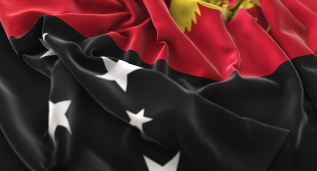 Флаг Папуа-Новой Гвинеи украл красиво машущий макрос крупным планом