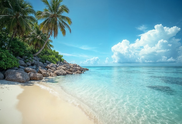 Paradisiacal landscape with ocean