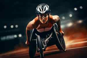 Free photo paralympic athlete taking part of a competition