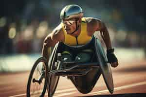 Free photo paralympic athlete taking part of a competition