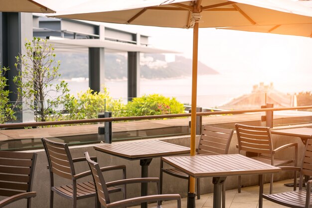 parasol and chairs