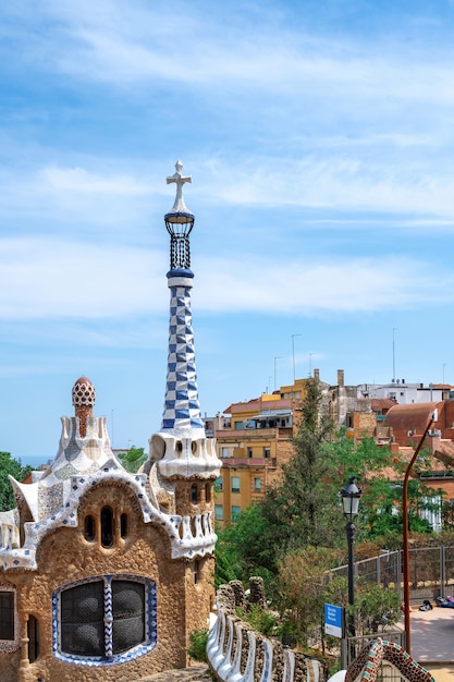 parc guel buildings with unusual architectural style cityscape in barcelona