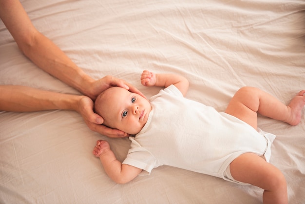 Parent being affectionate with baby