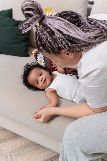 Parent spending time with baby