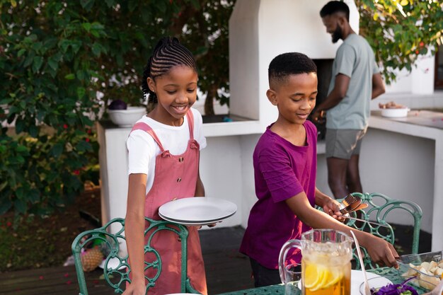 Parents and kids spending time together