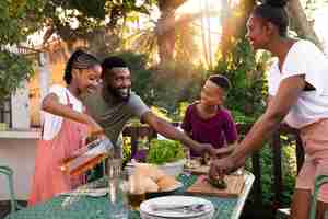 Free photo parents and kids spending time together