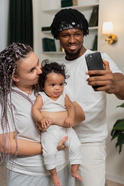 Parents spending time with baby