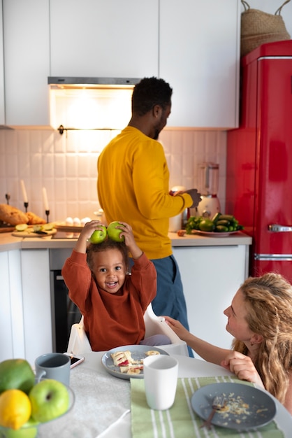 Parents spending time with their black baby