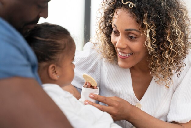 Parents spending time with their daughter