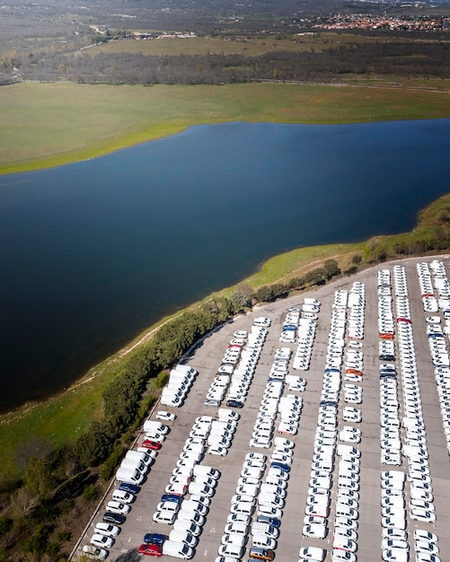 Free photo parked cars aerial views