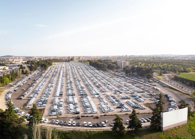 Parked vehicles aerial view