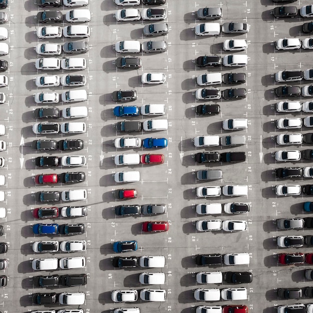 Free photo parked vehicles above view