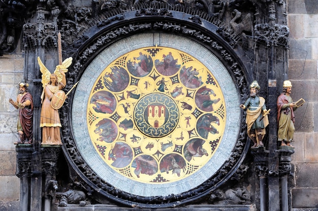 Free photo part of famous zodiacal clock in prague city