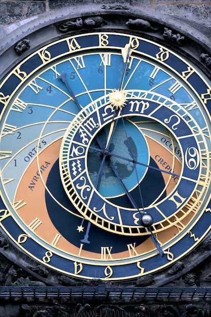 프라하에서 유명한 황도 시계의 일부