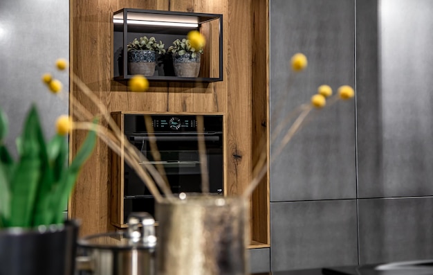 Part of modern kitchen interior with oven