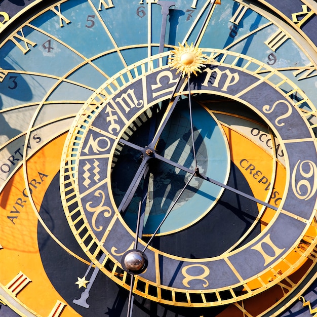 Часть зодиакальных часов в городе Прага
