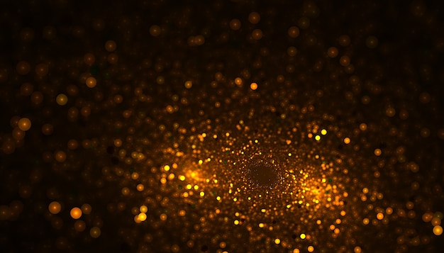 Particle dust sparkles golden background