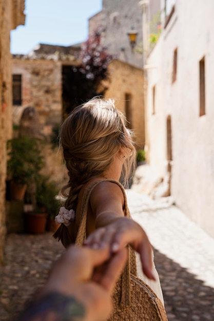 Partners holding hands close up