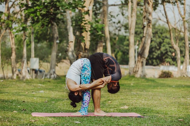 Partners at yoga pose