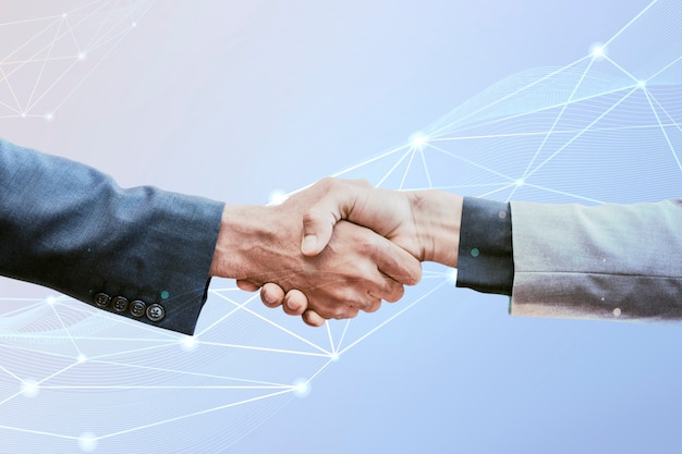 Foto gratuita concetto di business aziendale dell'innovazione della stretta di mano di partnership