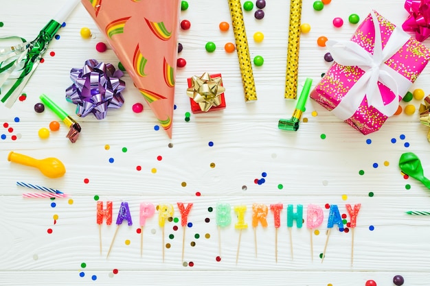 Party decorations with Happy Birthday words