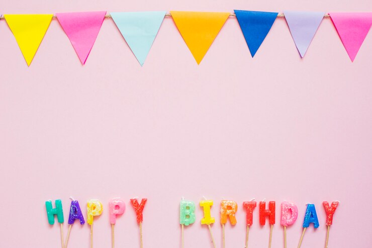 Free Photo party flags and birthday greeting