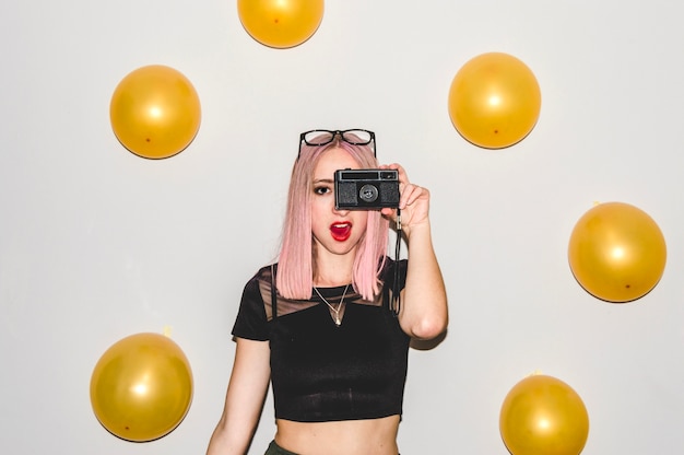 Party girl taking photo