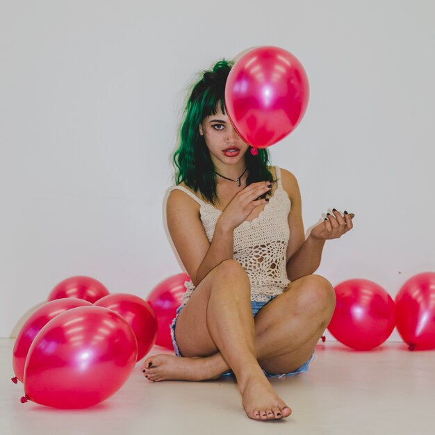 Party girl with balloon