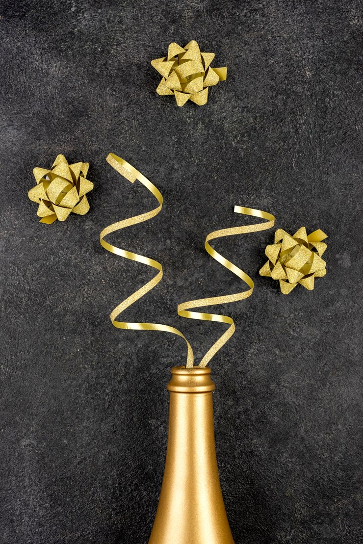 Free Photo party golden bottle arrangement
