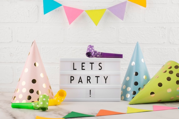 Party message on lightbox arrangement