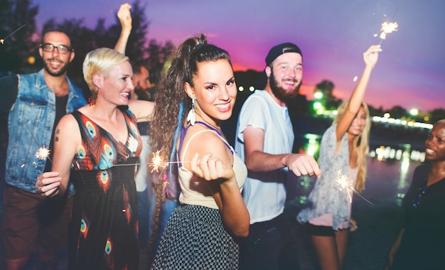 Free Stock Photos – Party People Outdoors Holding F