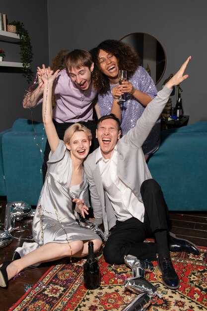 Party portraits of young adults having fun