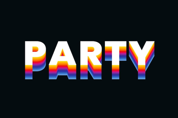 Free Photo party text in colorful retro font