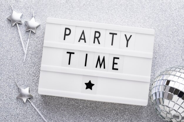 Party time message on lightbox arrangement