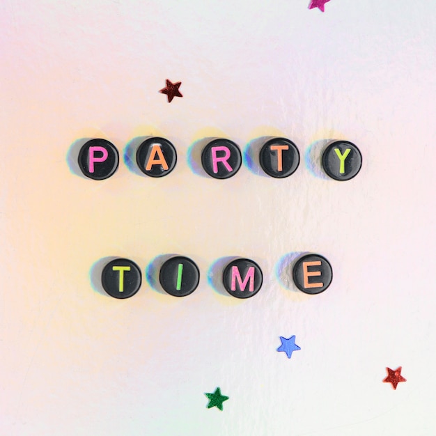 Free photo party time word letter beads