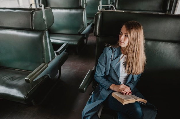 Free photo passenger in the train high view