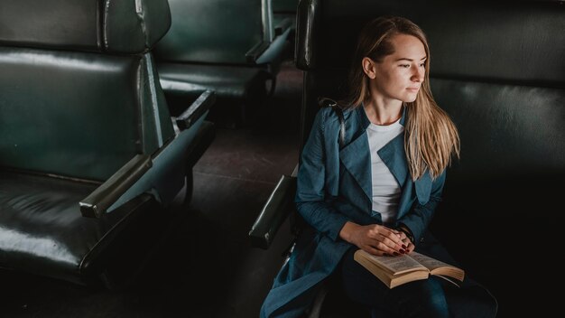 Passenger in the train looking away