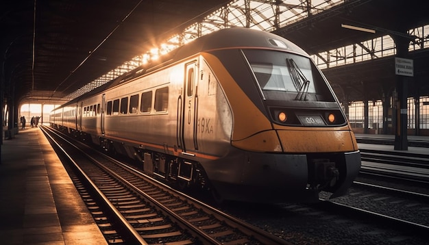 Free photo passengers rush through modern subway station platform generated by ai