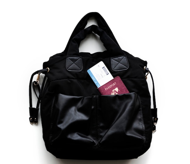 무료 사진 핸드백에 여권 및 탑승권
