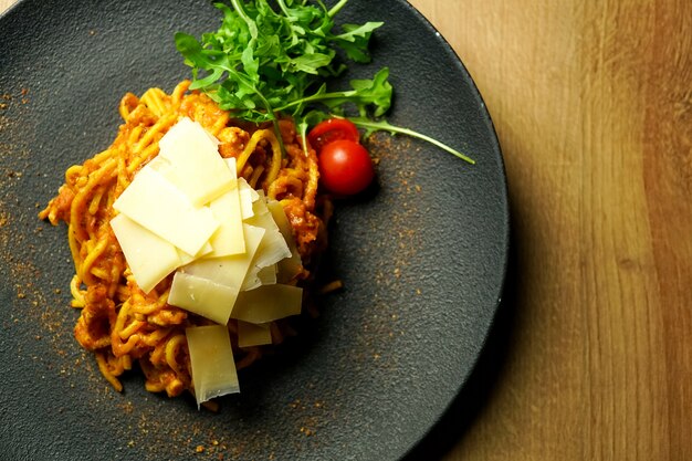 Pasta dish on a restaurant table