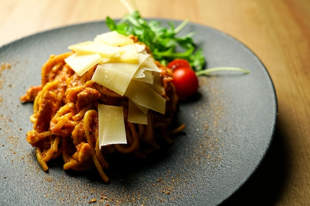 Pasta dish on a restaurant table