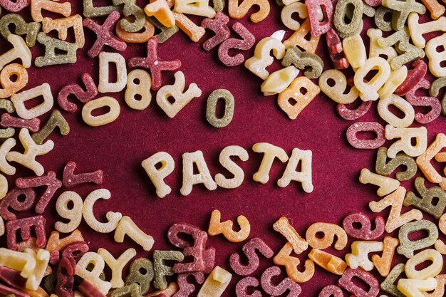 Pasta letters with pasta word