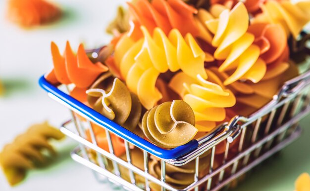 Pasta in a shopping basket