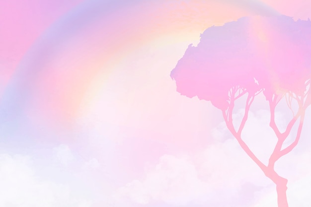 Pastel background with aesthetic pink gradient tree